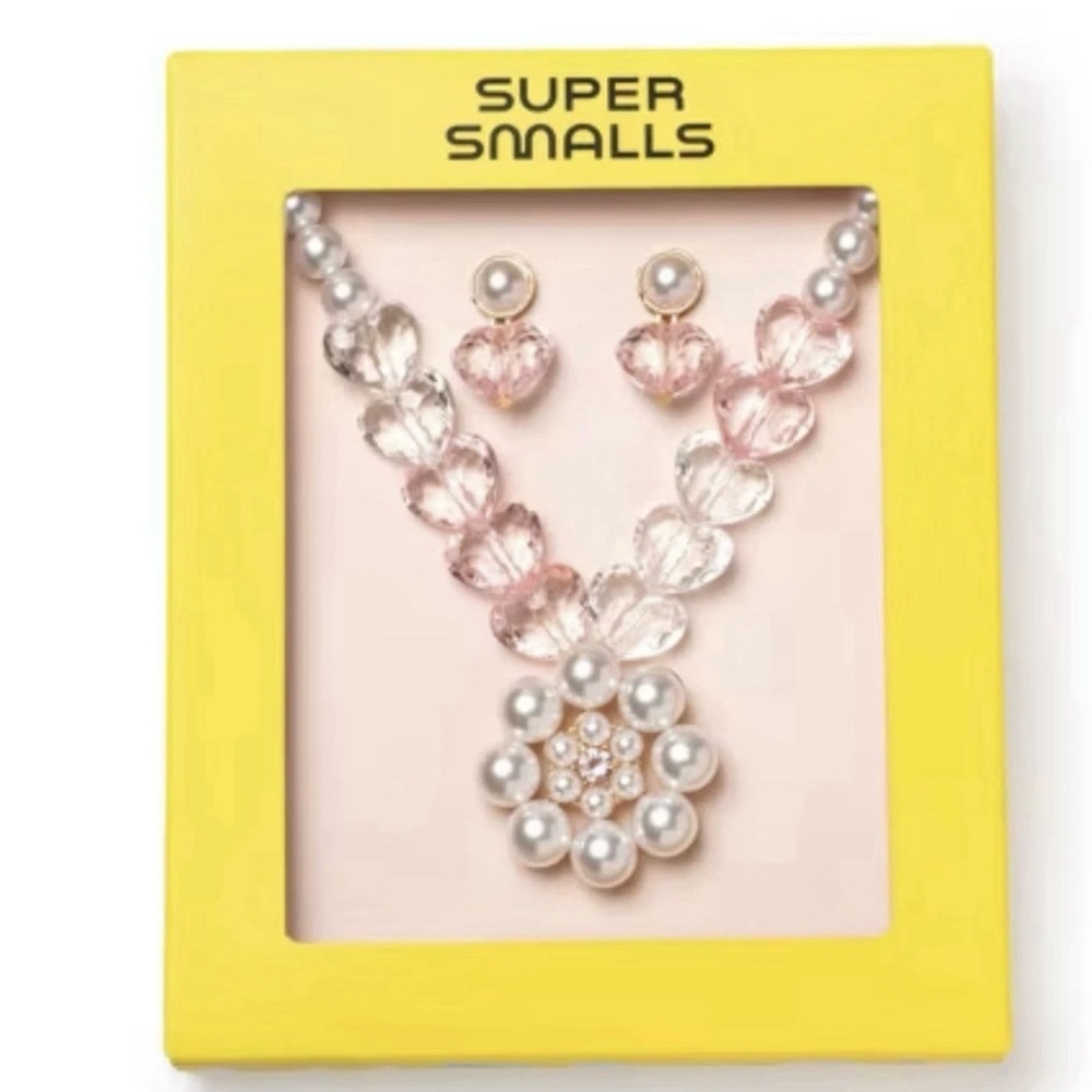 NWT Necklace And Earrings Pink Pearl Set SUPER SMALLS